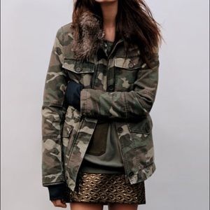Topshop Tall Camouflage Fur Lined Jacket